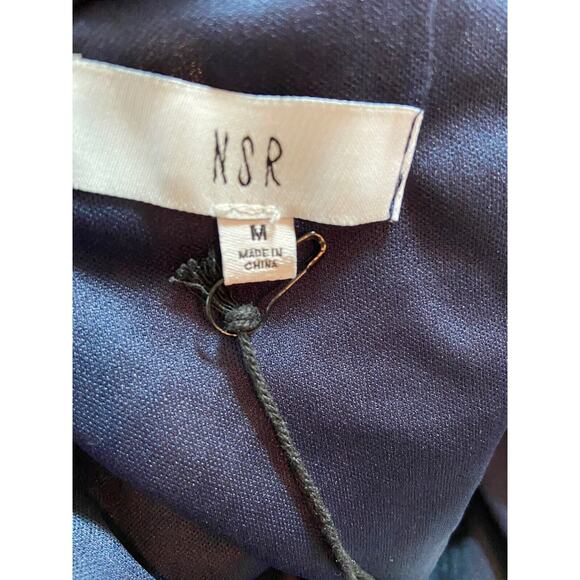 NWT NSR Dress Womens Sz M‎ Blue Ruffle Lined Wrap Neck Tie Crape Long Sleeve - Picture 8 of 12